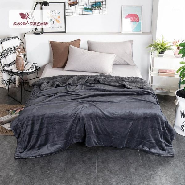 

slowdream thick sherpa throw dark gray blanket weighted flannel fleece blanket queen king all season for bed or couch 1pcs1