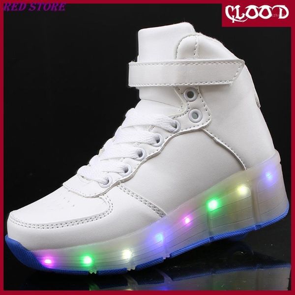 

athletic & outdoor clood children's rollers winter boots girl boys sneakers with wheels led hidden dual purpose deformed sneakers1, Black