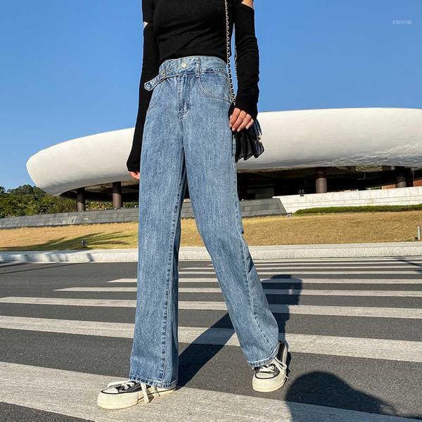 

high waist wide leg straight loose long jeans for women tall s  l xl1, Blue