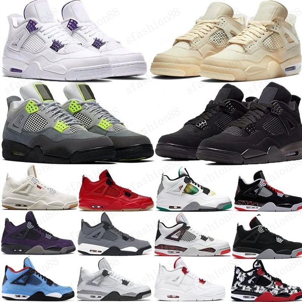 

selling 4 4s ciment ce que les hommes splatter chat noir blanc chaussures de basket-ball travis scotts cactus jack gris noir hommes femmes