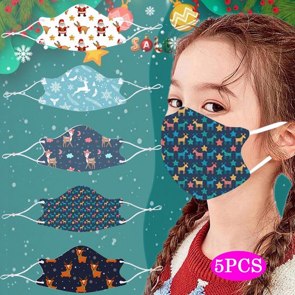 

5pcs kids funny reusable christmas mask for children headband bandana mascara tela mondkapjes kerst cubrebocas wmtkcz yyysports, Black