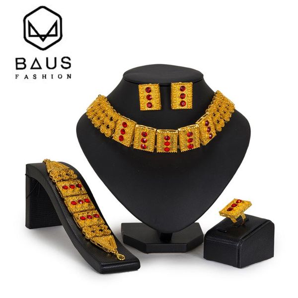 

baus luxury dubai gold color jewelry set 2020 african beads jewelry sets women customer nigerian wedding bridal wholesale design, Silver