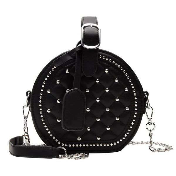 

circular design handbag women shoulder bag leather rivet crossbody messenger bags ladies fashion purse female round bolsa