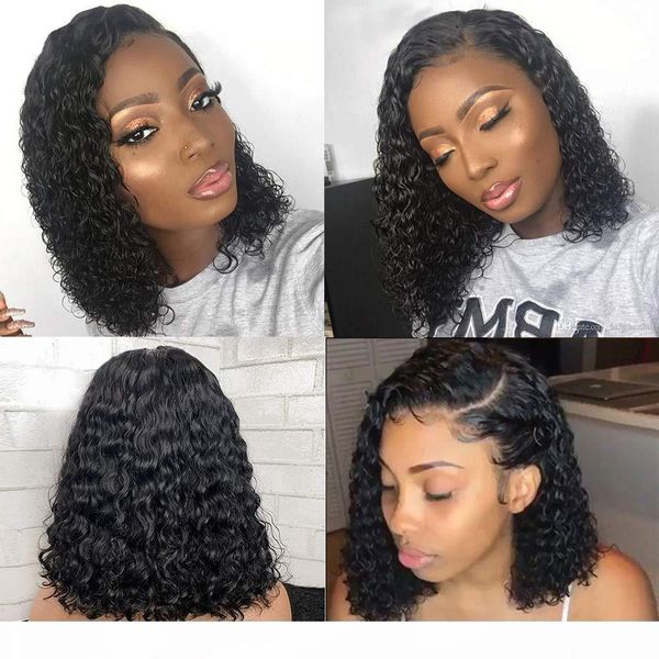 

black remy kinky curly glueless u part wig pre plucked natural hairline brazilian water wave lace front wig for black women, Black;brown