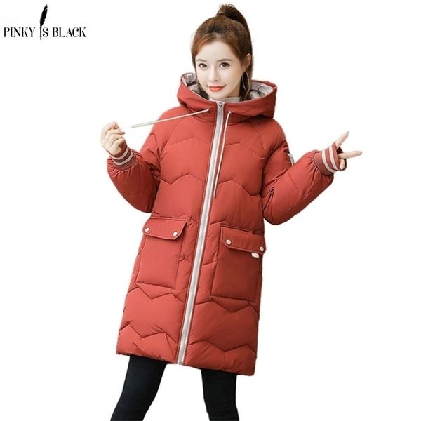 

pinkyisblack plus size 3xl women winter jacket hooded stand collar cotton padded female winter coat women warm thick long parkas 201119, Black
