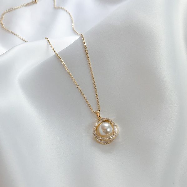 

18k gold plating flower pearl pendant necklace women gift stainless steel jewelry, Silver