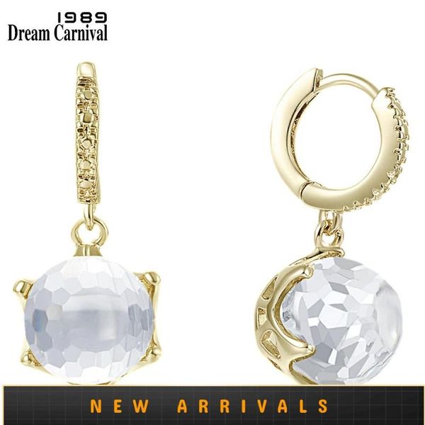 

dangle & chandelier dreamcarnival1989 arrive drop earrings for woman clear white special cut dazzling cz elegant gold engagement jewelry we3, Silver