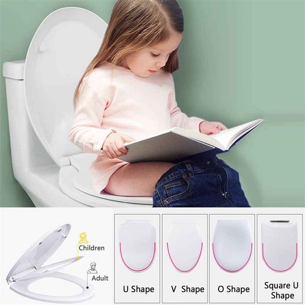 Doppio strato Adulto Bambino Bambino Toilet Seat Pot per bambini Coperchio di allenamento Prevenire il coperchio della toilette che cade per bambini Slow-chiudi Pentola da viaggio LJ201110