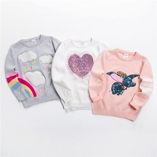

new kids sweater soft cartoon pullover sweater for girls fashion sequins childrens knitting clothes baby boy & girl jumper 3-7 y lj200813, Blue