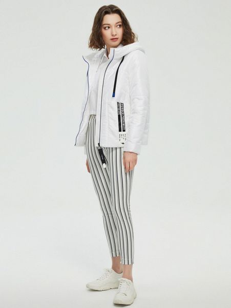 

letter & graphic print zip up hooded padded winter coat f87w#, Black