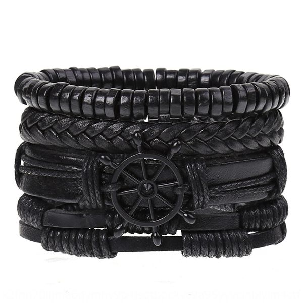 

new braided braceletsimple suitmen's rudder braceletbracelet bracelet hand rope new braided leather braceletsimple diy suitmen's r, Golden;silver