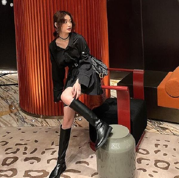 

women boots winter snow booties black white elastic pleated thick bottom fashion womens boot leather shoes size 35-40 07