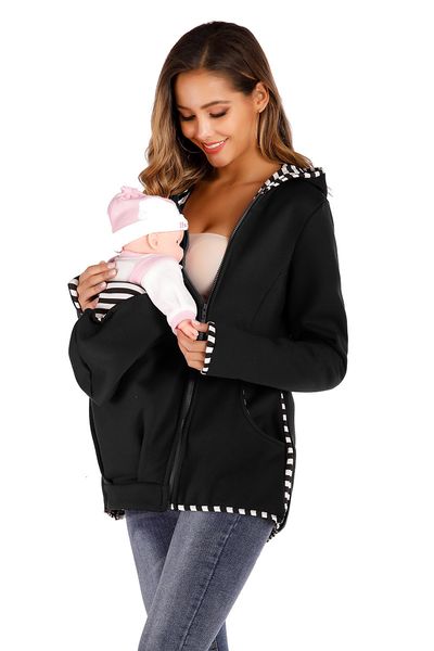 

new popular multi-functional 2021 kangaroo nightgown autumn and winter baby mama bag clothes nurse hoodie feminine 5ts0, Black