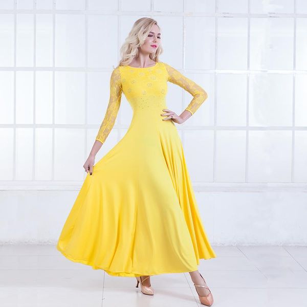 

modern dance dress long sleeve ballroom dance costume national standard dress waltz performance clothing1, Black;red