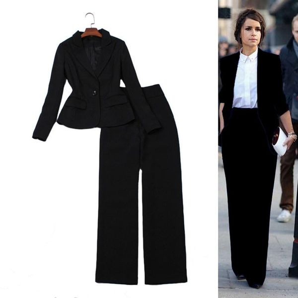

runway long pant suits women casual office business suits formal work wear sets elegant trousers set white black