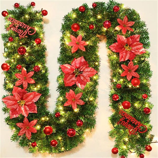

2020 christmas decorations garland decoration rattan lights wreath mantel fireplace stairs wall door pine xmas tree led light