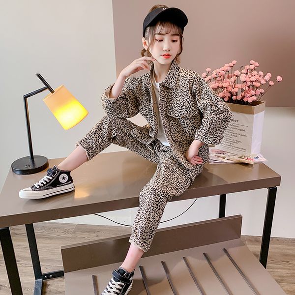 

girl's suit2020 new style korean-style fashion handsome leopord pattern children workwear piece fx1019, White