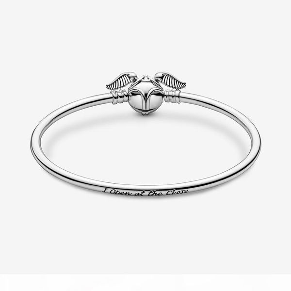

new arrival 925 sterling silver golden snitch clasp pocket bangle harry charm bracelets wings potter vintage retro tone for men and women, Black