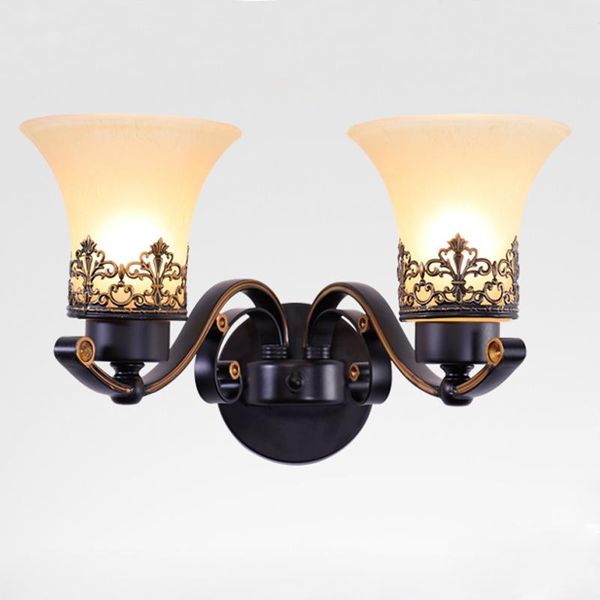 

wall lamp american retro glass lampshade sconces e27 bulb modern creative metal bedside hallway fixture lighting wl274