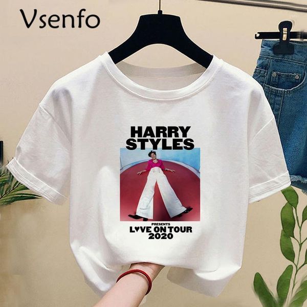 

harry style tshirt harajuku summer fine line love on tour t-shirt with print casual o-neck short sleeve women's t shirt1, White