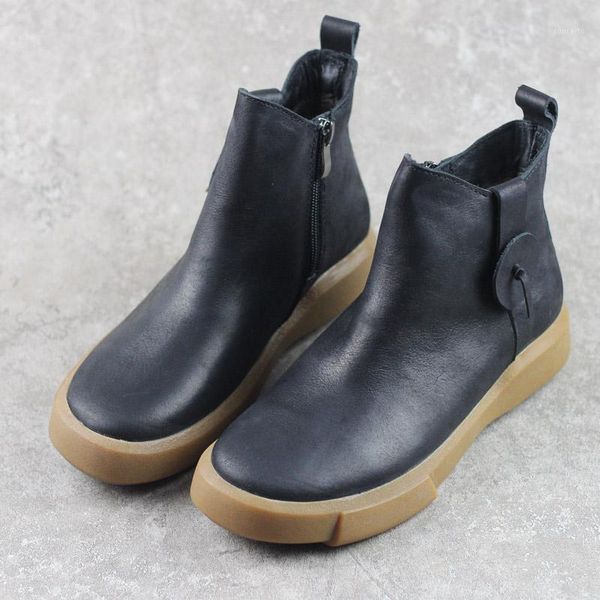 

women's shoes leather woman ankle booties girls youth womens winter snow flat ankle boots with zipper black boots low heel1