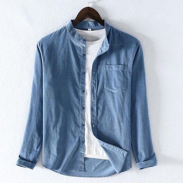 

2020 suehaiwe's brand cotton shirt men long-sleeved blue corduroy shirts for men comfortable fashion shirt mens solid shirts1, White;black