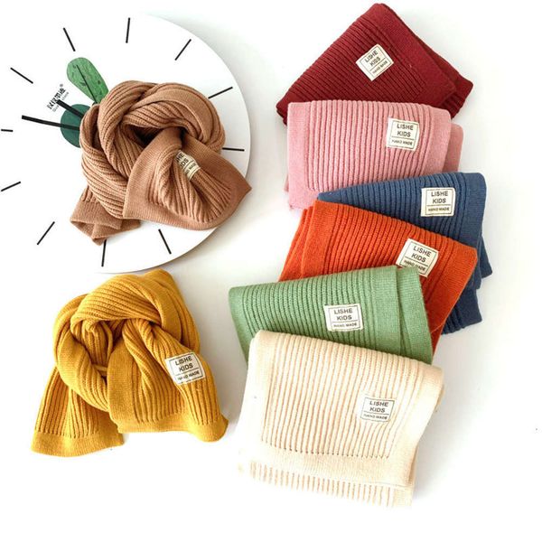 

baby's warm lovely color children's scarf winter solid outdoor wool shawl korean casual neck, Red;brown
