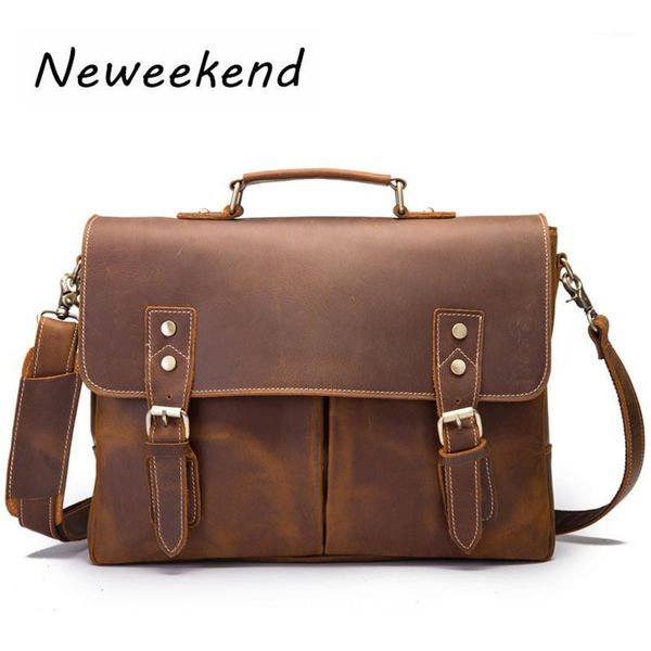 

new fashion cowhide male commercial briefcase real leather vintage men's messenger shoulder bag cowskin business lapbag 90911