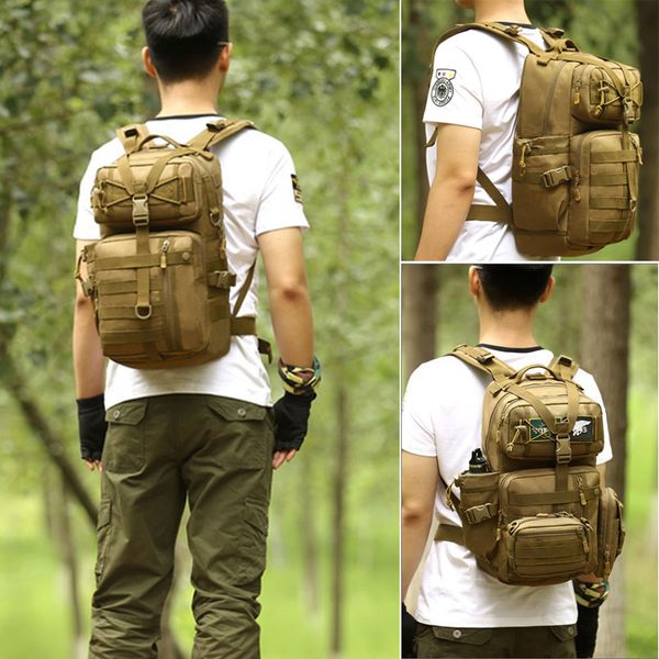 

men outdoor 3p tactical backpack 900d waterproof army shoulder military hunting camping women multi-functional molle sports bag