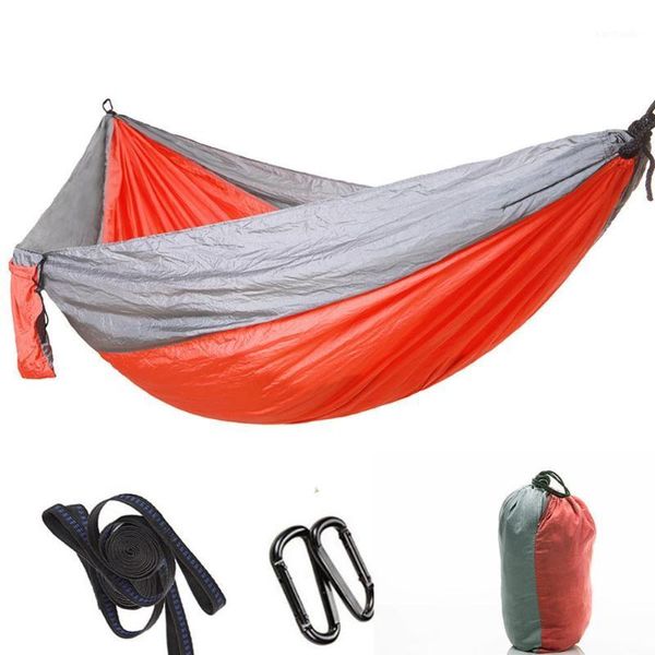 

camp furniture king-size hammock 300x200cm outdoor camping parachute backpacking hunting nap sleeping tent portable swing hanging bed1