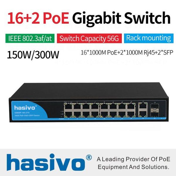 

network switches 16 ports poe switch with 2 gigabit sfp gigbit ethernet 1000mbps