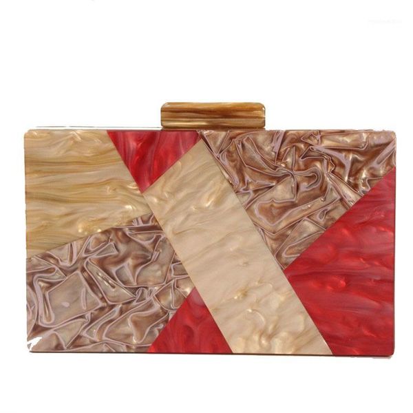 

geometric shape 18x11 cm acrylic clasp box clutches women shoulder summer beach party girl flap acrylic box cluches purse1