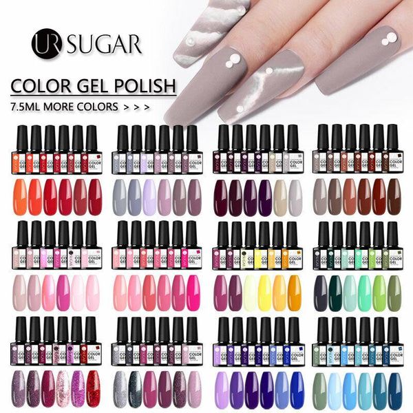 

nail art kits ur sugar 7.5ml 6pcs/set glitter holographics uv gel nails long lasting shimmer soak off polish base coat needed