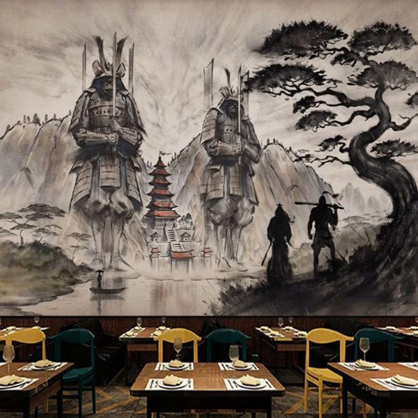 Benutzerdefinierte 3D-Fototapete, handgemalt, Ukiyoe Samurai, kreatives Restaurant, Wandgemälde, Kunst, Hintergrund, Wanddekoration, Papel De Parede Sala