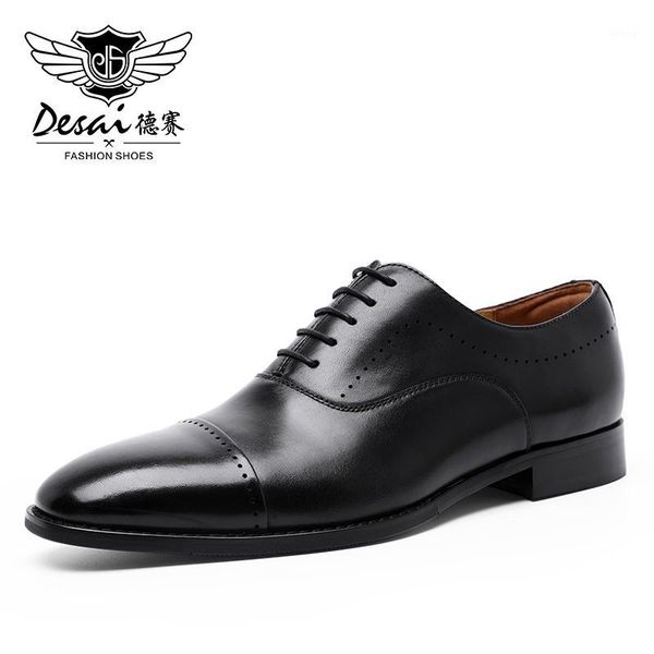 

desai genuine cow leather men shoes oxfords shoe for male germany formal luxury real custom manufacturers1, Black