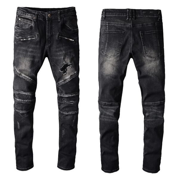 

2020 clothing pants men women t shirts panther print army green destroyed mens slim denim straight biker skinny jeans men, Blue