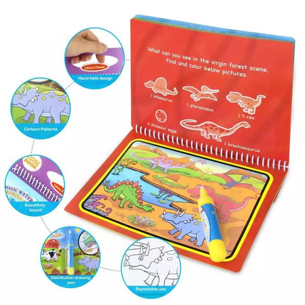 

1set montessori magic water drawing book coloring book doodle magic pen painting drawing board for kids toys birthday gift zxh sqcrpu