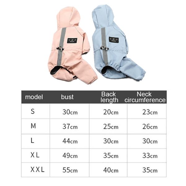 Abbigliamento per cani Giacca moda impermeabile per cani di taglia grande Bulldog Chihuahua Impermeabile riflettente regolabile Pet Tuta Y2009172768