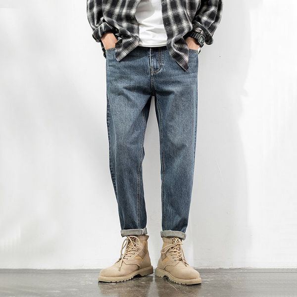 

jeans brand autumn and korean fashion straight tube loose men's 2020 winter new thiened leisure pants, Blue