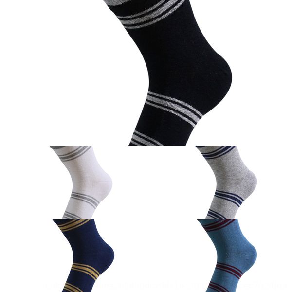

five finger autumn and winter men's jacquard long tube five finger socks public jacquard striped socks 84wgp, Black