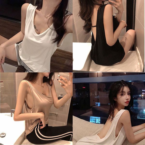 

chic open back outerwear sleeveless summer new women's 2020 loose casual small vest bottoming shirt