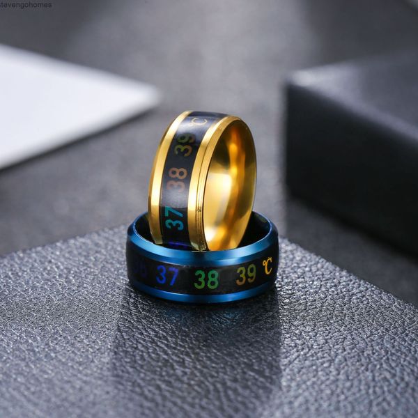 

couple new intelligent sensing 2020 fashion mood temperature display ring, Silver