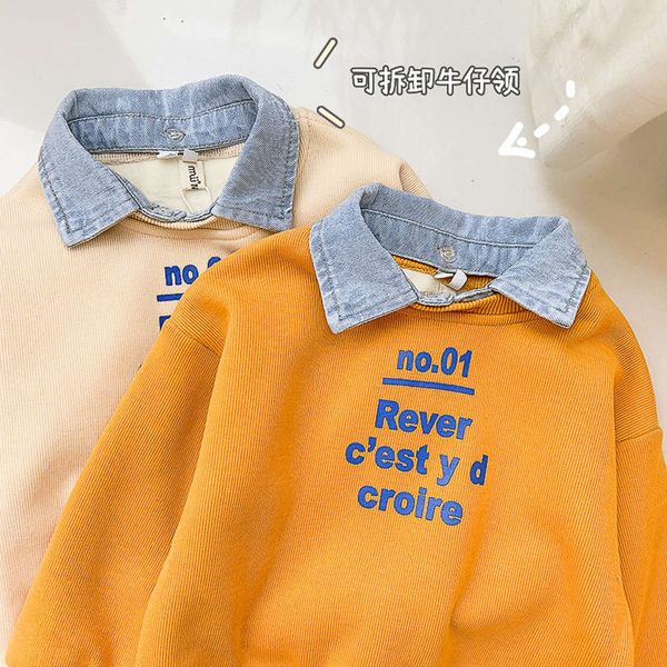 

two-piece 2020 new girls' fake boys' sweater plush children's undergarment baby's winter cloth, Black