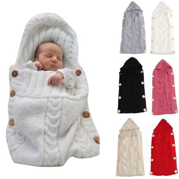 

soft knitted wool swaddle wrap newborn baby infant sleeping bag comfort bedding blanket y201009