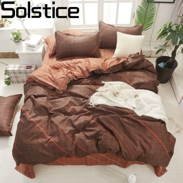 

solstice home textile plaid brown dark khaki bedding set teen male man linens king single duvet cover bed sheet pillowcase