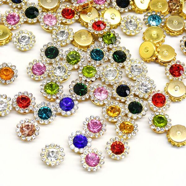 

20pcs claw cup strass mix color shiny crystals glass stones trim gold base non fix sew on rhinestones crafts