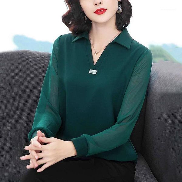 

women's blouses & shirts women solid shirt blouse cotton 2021 spring autumn vintage ladies long sleeve casual turn-down collar women&#, White