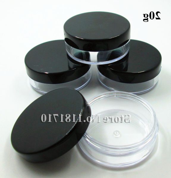 

wholesale, 500 unids / batch, 20g plastic cosmetic packaging sample bottle, black cover display container