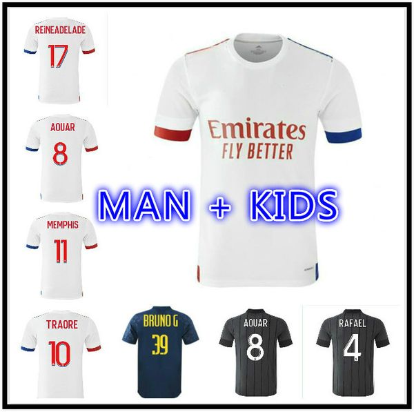 

20 21 maillot de foot aouar dembele tousart soccer jersey 2020 2021 maillot de lyon football shirt traore memphis ol men kids shirts, Black;yellow