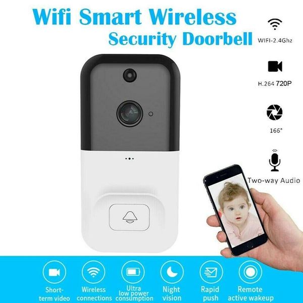 

smart wireless wifi video doorbell 720p intercom phone call door bell camera infrared remote record support tf card